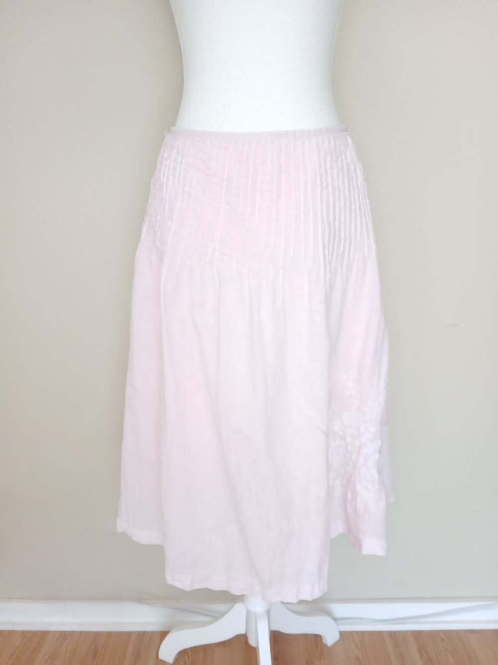 Tommy Hilfiger Pink 100 % Linen Prairie A Line Skirt Size 8